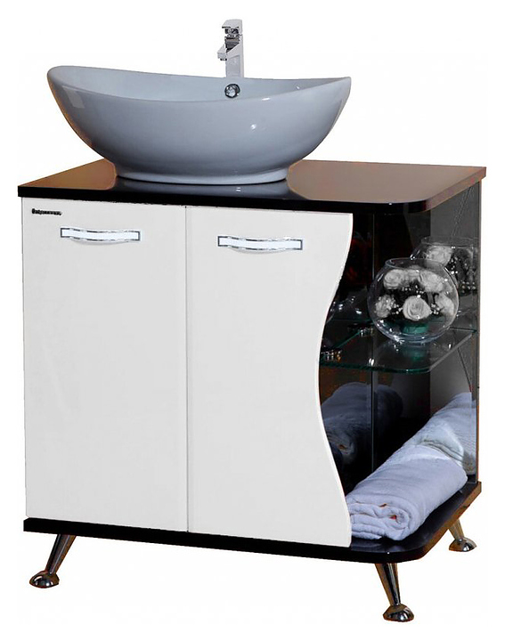 Тумба под раковину Bellezza Рио 70 L левая, черная/белая