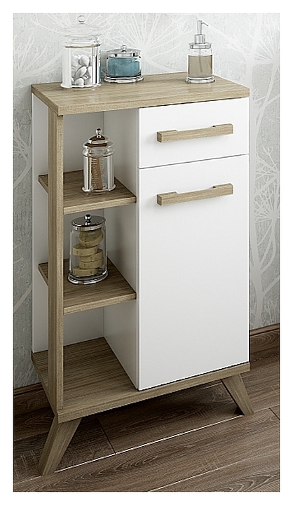 Тумба напольная Sanflor Ингрид 50 см белая матовая, вяз швейцарский