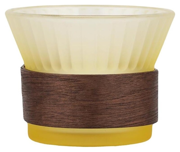 Чашка кофейная P.L. Barbossa Barista S0582-1 Japanese Style 220 мл d=9,1 см h=7,1 см (стекло) желтая матовая с деревянной вставкой