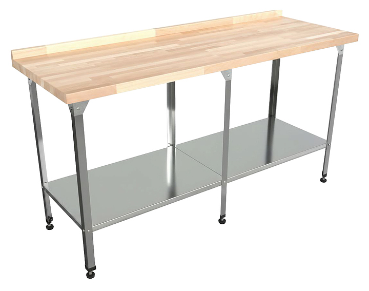 Стол кондитерский Мебель Фронт Профи СКПП 1800x700x860 мм, полка сплошная, с бортом, береза