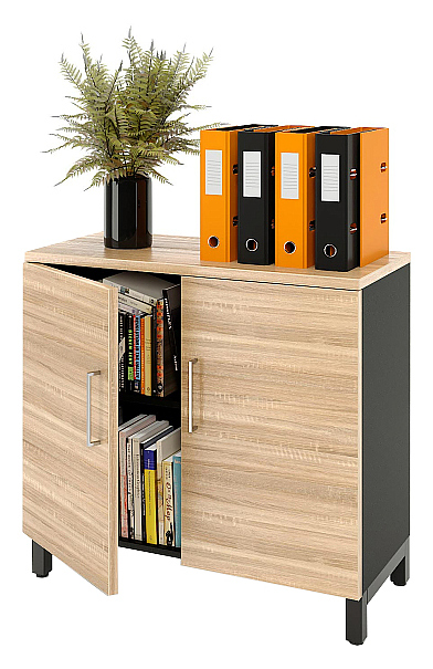 Шкаф для документов ZAMM 2 полки, 2 двери МК 414 90х41,4х83,7 см фасад дуб Бардолино, корпус черный