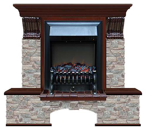 Камин Glenrich Бостон К Fobos BL ГЦ красное дерево