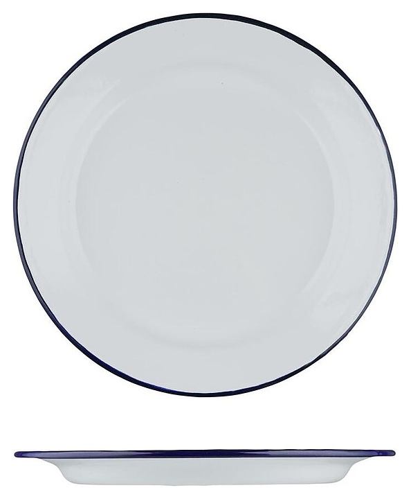 Тарелка Sunnex CEP2061 Blue Rim d=26 см h=2,3 см (эмалированная сталь)