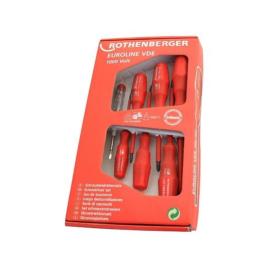 Набор отверток Rothenberger диэлектрические VDE 4шлиц,2крест,1инд напряж  323126