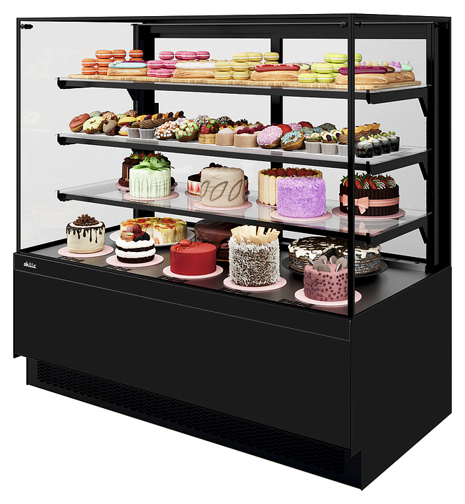 Витрина кондитерская Chilz VETE II KUB LUX 90 черный муар, металлик