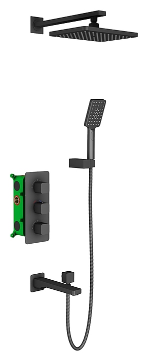 Комплект душевой TIMO Petruma SX-5049/03SM с термостатом, черный матовый
