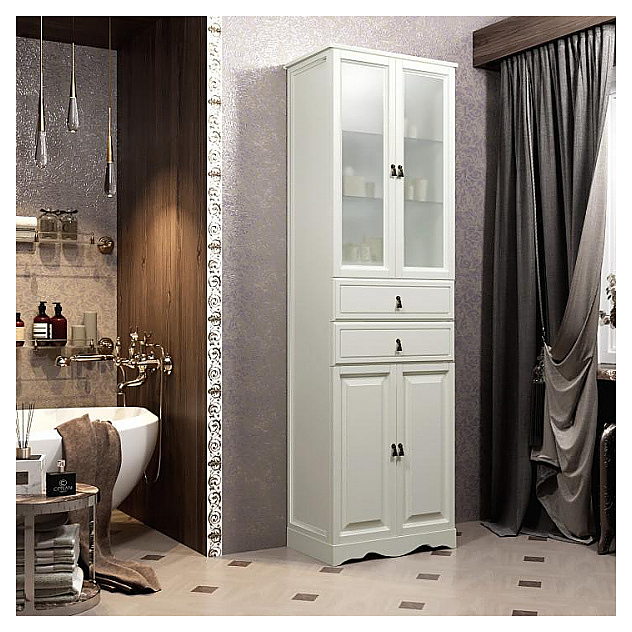 Шкаф-пенал двухстворчатый OPADIRIS Риспекто 60 Z0000012640, белый матовый