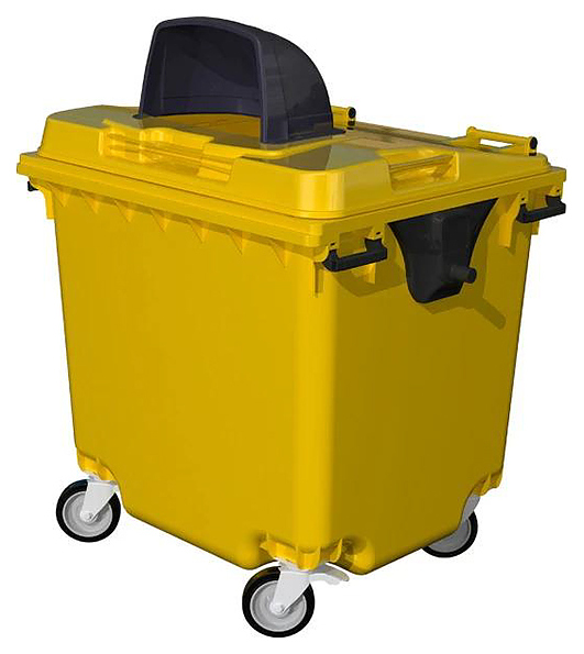 Контейнер для мусора ТАРА.РУ МКТ-1100 в сборе с капюшоном, желтый