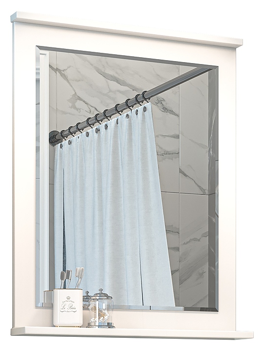 Зеркало Misty Марта-70 70х84 см с полочкой, белое