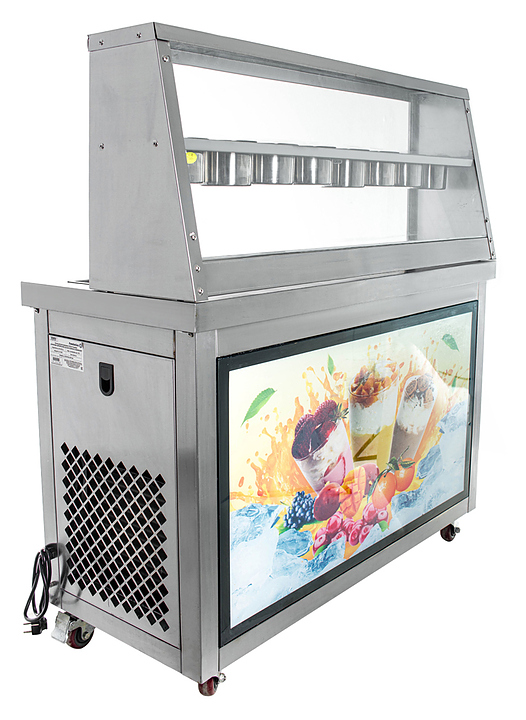 Фризер для жареного мороженого Foodatlas KCB-2F (контейнеры, световой короб, стол для топпингов, 2 компрессора)