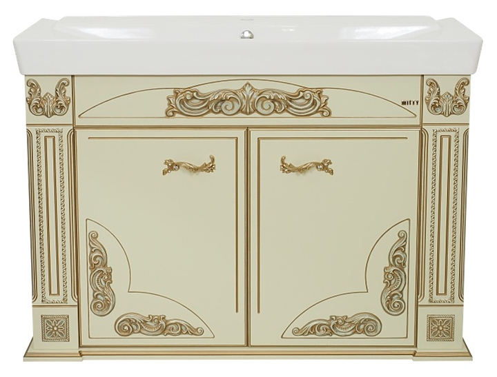 Тумба под раковину Misty Барокко 120 120х82 см, бежевая с патиной