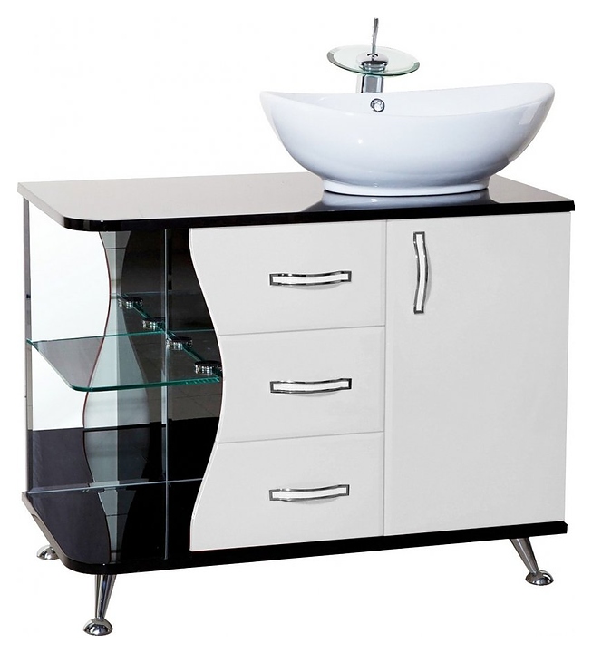 Тумба под раковину Bellezza Рио 90 R правая, черная/белая