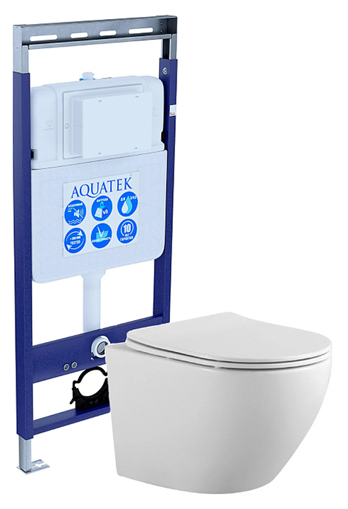 Унитаз подвесной с инсталляцией и сиденьем Aquatek SET ЕВРОПА Easy Fix