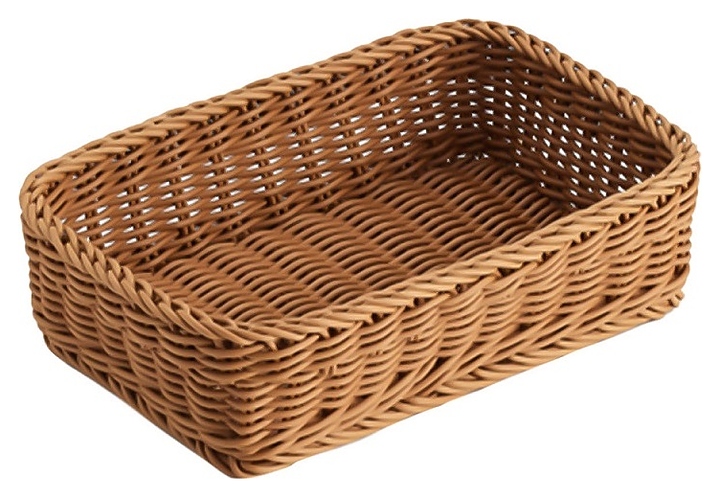 Корзина плетеная для хлеба MGprof 77822 18х12 см h=6 см (полиротанг) прямоугольная коричневая