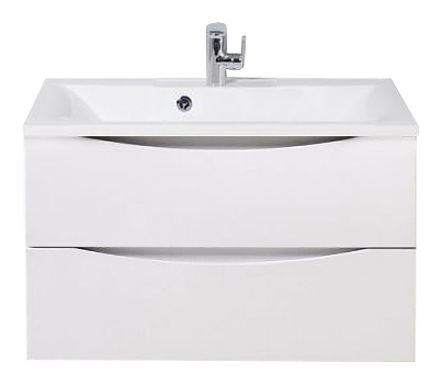 Тумба с раковиной BelBagno MARINO-800-2C-SO-BO-P + BB800/450-LV-MR-PR перелив слева, белый матовый