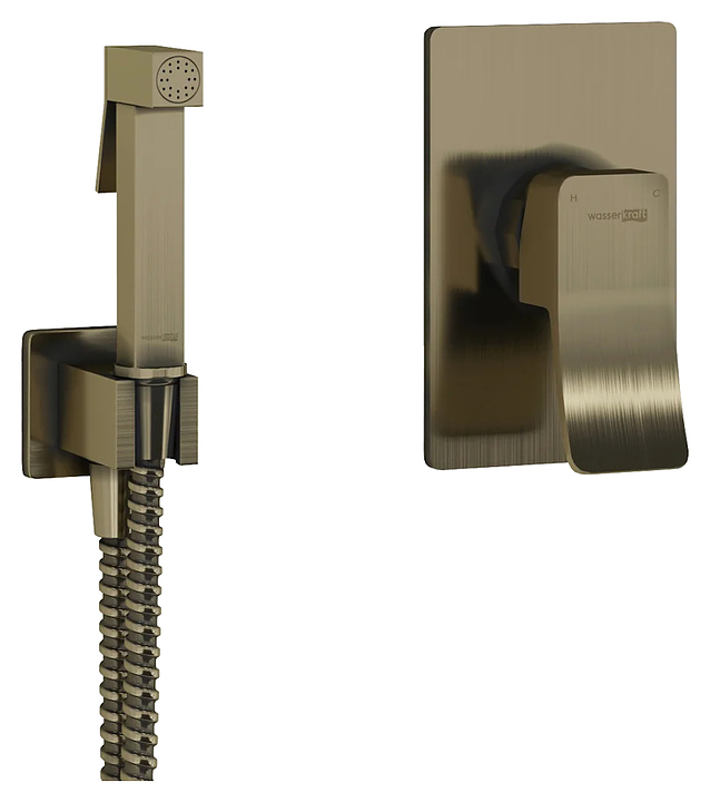 Душ гигиенический встраиваемый Wasserkraft A01652 шланг 150 см, светлая бронза