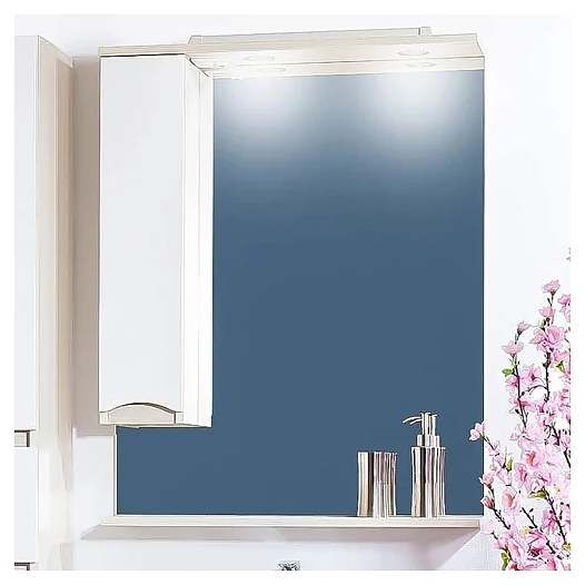 Зеркало БРИКЛАЕР Токио 80 78,4х86,4 см левое, с подсветкой, светлая лиственница, белый глянец