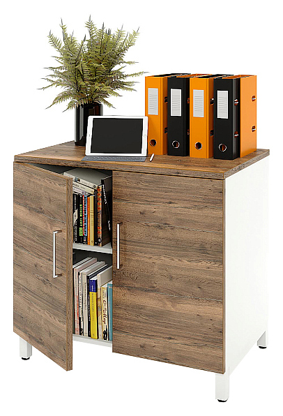 Шкаф для документов ZAMM 2 полки, 2 двери МК 600 90х60х83,7 см фасад дуб Галифакс олово, корпус белый