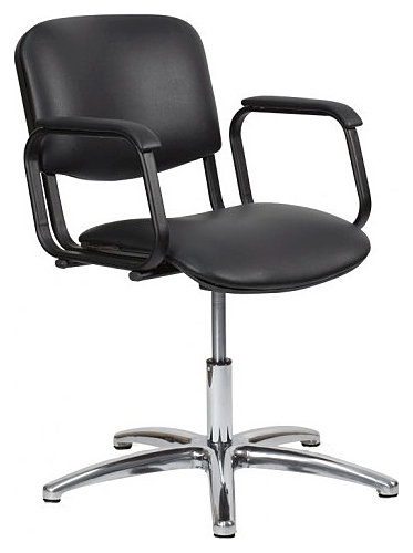 Кресло парикмахерское МЭДИСОН КОНТАКТ пневматика хром, пятилучье хром на подпятниках, черное матовое