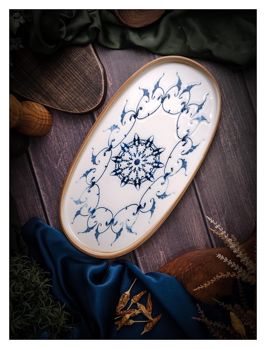 Блюдо сервировочное Porland Pioli Reflect 11AP34 PL l=34 см (фарфор) овальное