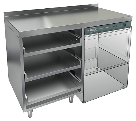 Стол под посудомоечную машину HICOLD НБМКБКП-12/6БП с правым крылом и бортом