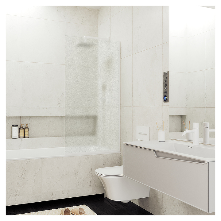 Шторка на ванну MaybahGlass MGV-92-1у 60х140 см, сатин, белый