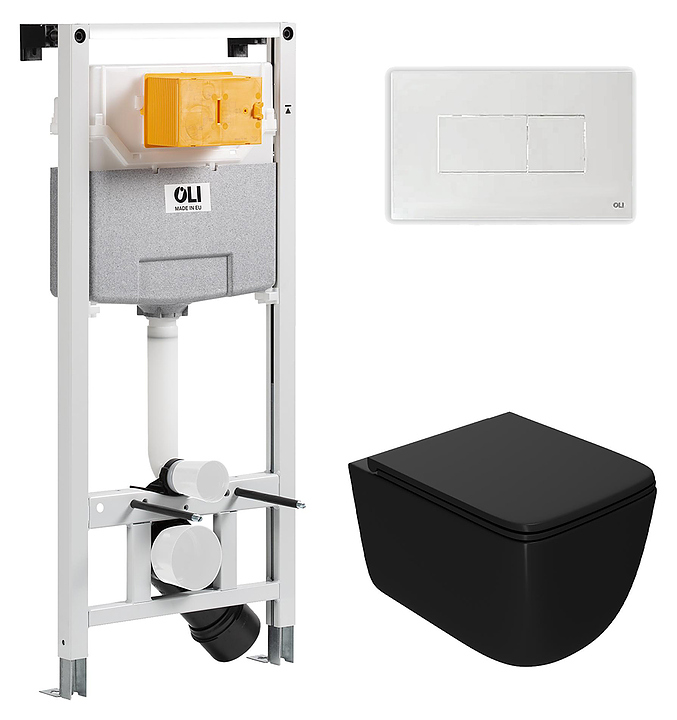 Унитаз подвесной с инсталляцией и панелью смыва OLI 120 ECO Sanitarblock pneumatic 879235pKA01+PN41831BM