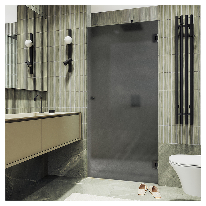 Дверь душевая MaybahGlass MGD-518-6 70,5х195 см, распашная, на петлях, графит матовый, черный