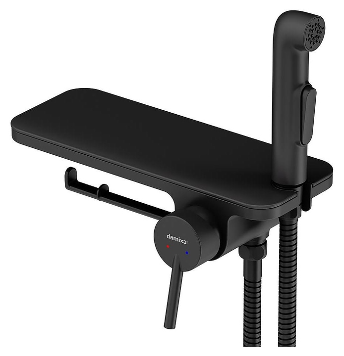 Душ гигиенический встраиваемый Damixa Origin Bit 773500300 с полкой и держателем туалетной бумаги, черный