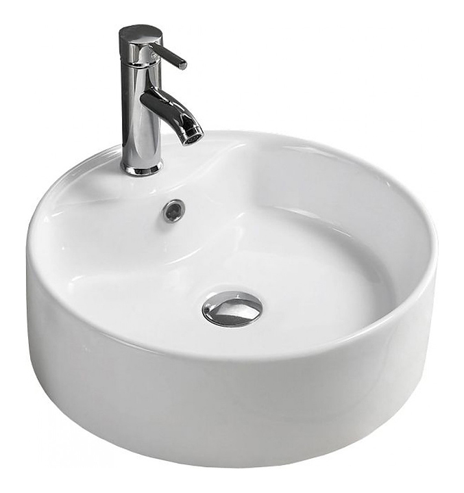 Раковина накладная Mira MR-4616 46х46 см, без отв. под смеситель, с переливом, керамика