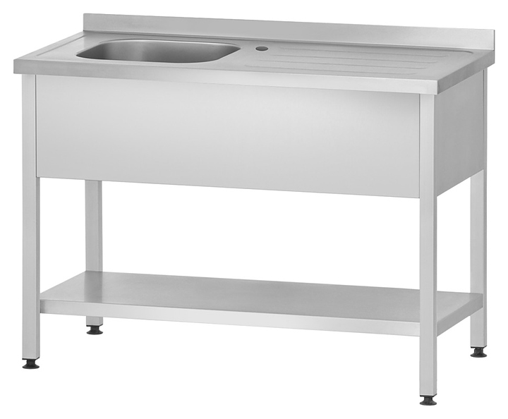 Ванна моечная Mecon Profi Inox РПЦп 1200х700х860 мм (1 м/о левое 500х500х300 мм) ножка профильная