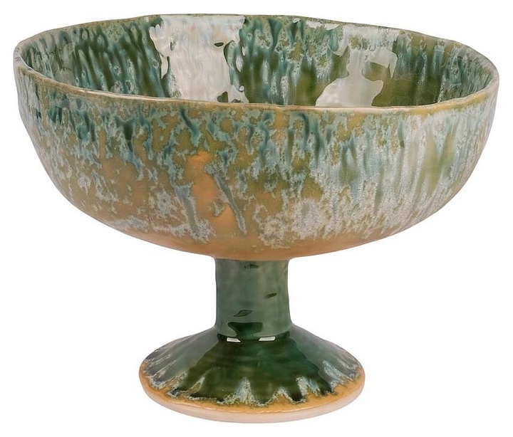 Ваза для фруктов P.L. Proff Cuisine Green Malachite Frutti di Mare B240153226-2401C 2350 мл d=25/12,4 см h=18,8 см (керамика)