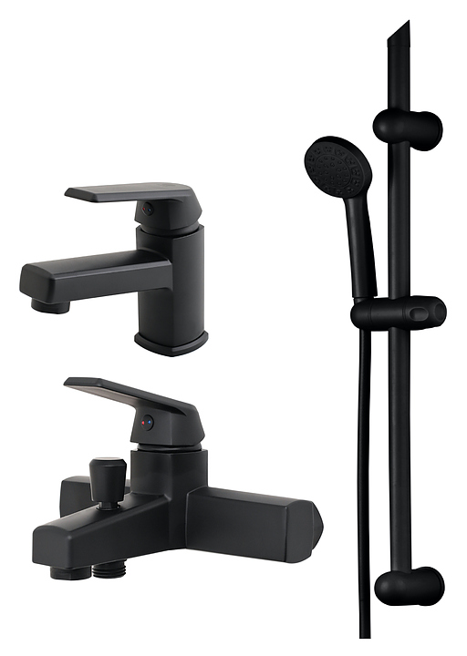 Комплект смесителей с душевым гарнитуром ORANGE 1Life (OneLife by Orange) P02-511b черный