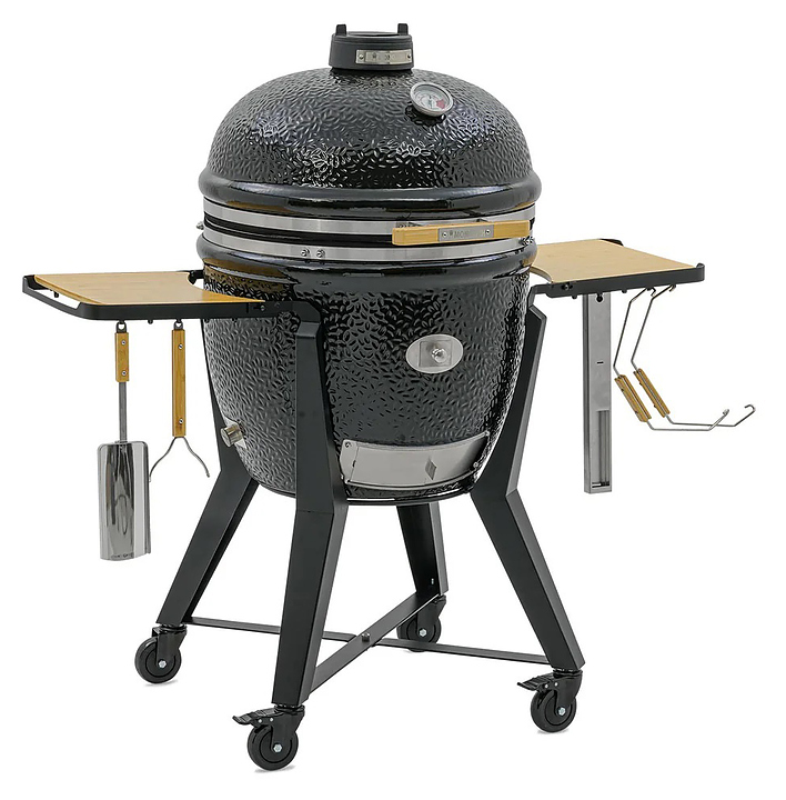 Гриль керамический Monolith Grill TWO.66 (Lechef) черный с боковыми столиками и подставкой