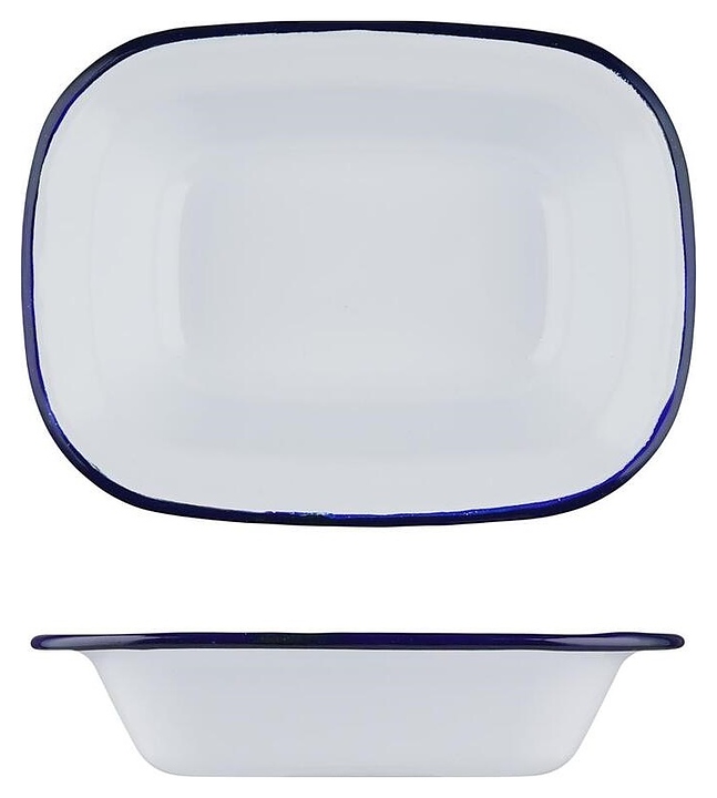 Блюдо сервировочное Sunnex CED9080 Blue Rim 700 мл 22х16,5 см h=5 см (эмалированная сталь) прямоугольное