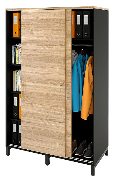 Локер ZAMM 5 полок, штанга МК 600 120х60х190 см фасад дуб Бардолино, корпус черный