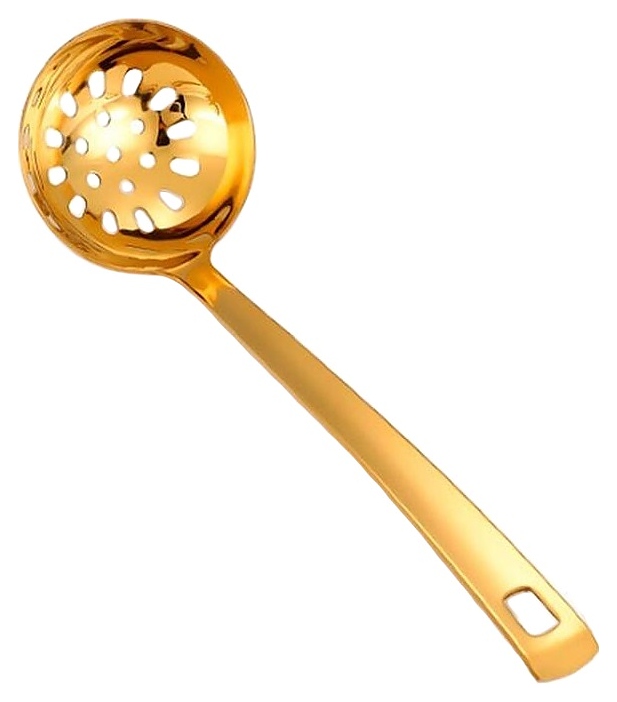 Ложка гарнирная P.L. Proff Cuisine EBUA-02G / DJENI Ladle Square Tip l=26,4 см перфорированная (нерж. cталь с PVD покрытием) золото