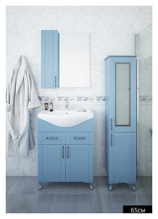 Гарнитур Sanflor Глория 65 см, 4 предмета, с правост. зеркалом, с правост. пеналом, голубой