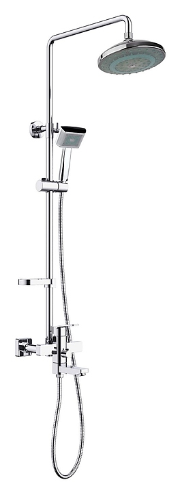 Душевая стойка TIMO Beverly SX-1060/00 (3011) светодиодная подсветка, квадр. ручная лейка, верх. душ. лейкой 