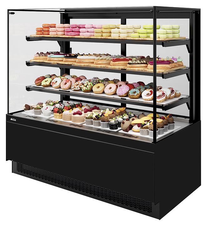 Витрина кондитерская Chilz VETE II KUB 90 черный муар, металлик