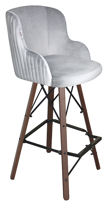 Стул барный Sheffilton SHT-ST39-1/S80 серое облако / темный орех / черный муар