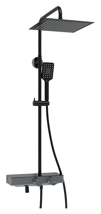 Душевая система с термостатическим смесителем Wasserkraft A114.162.130.CB Thermo хром, черный soft-touch