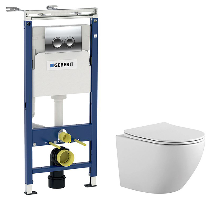 Унитаз подвесной с инсталляцией и сиденьем Aquatek SET ЕВРОПА хром