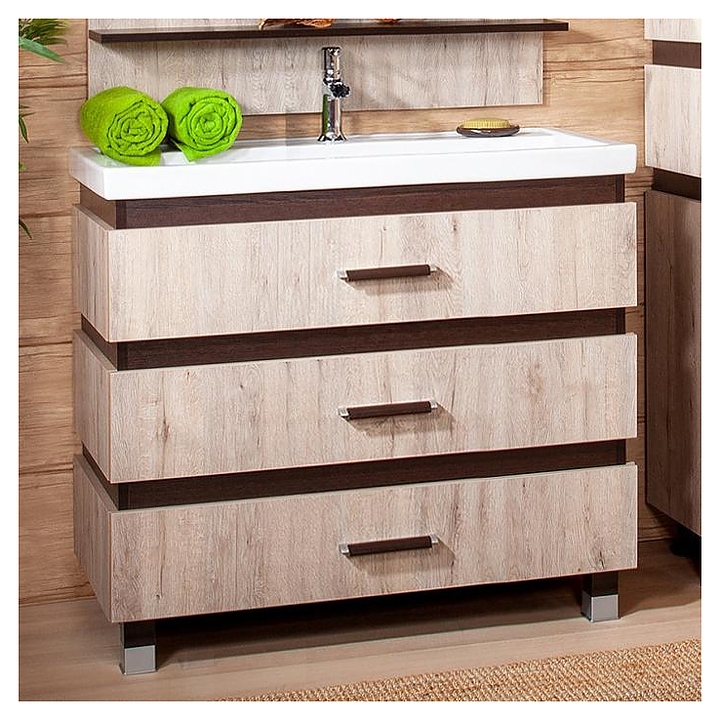 Тумба под раковину БРИКЛАЕР Техас 100 см напольная, дуб кантри, венге