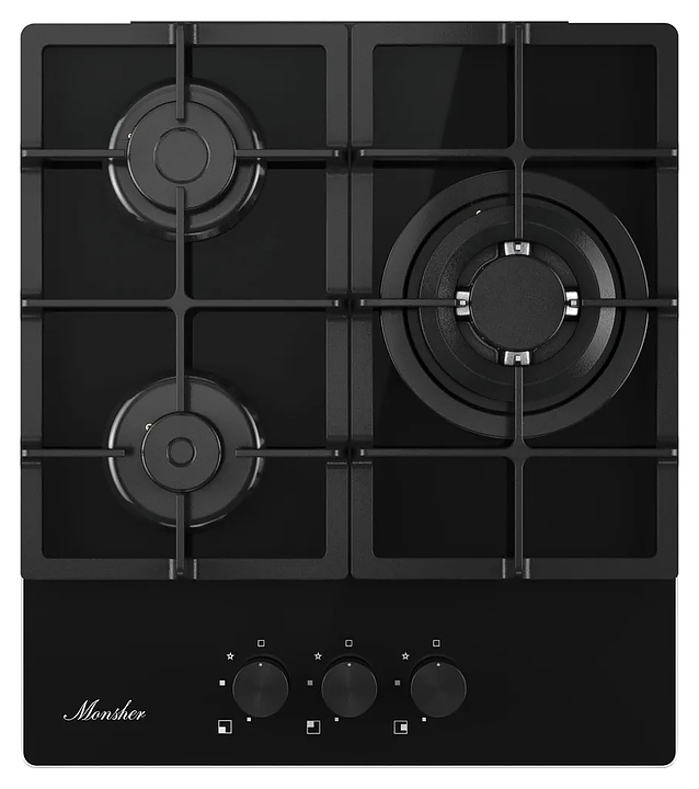 Варочная панель газовая Monsher MGG 43 Noir черное стекло