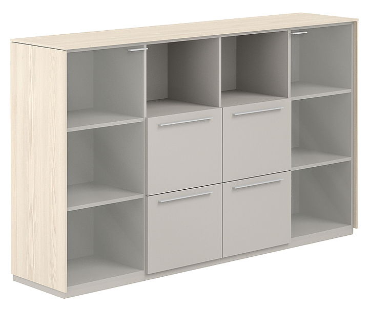 Шкаф для документов средний NORDEN NZ-0326.YN.GS прозрачное стекло