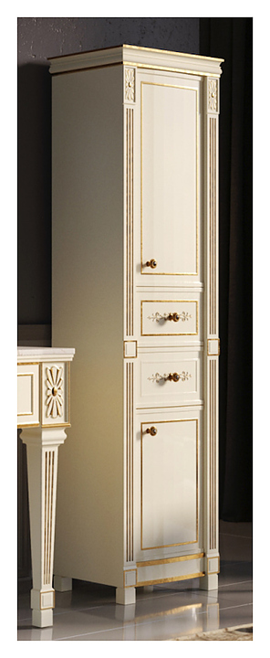 Шкаф-пенал Misty Tiffany 50 50х186 см, правый, белый, сусальное золото