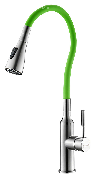 Смеситель для кухни LEMARK Expert LM5082S-Green с гибким поворотным изливом, хром/зеленый