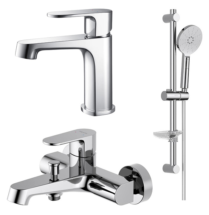 Комплект смесителей с душевым гарнитуром Aquatek Оберон AQ1230CR 3 в 1 хром