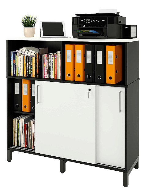 Локер ZAMM 2 полки с надстройкой МК 414 120х41,4х120,7 см фасад белый, корпус черный